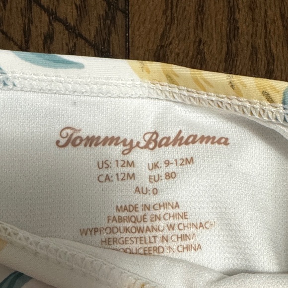 Tommy Bahama Pineapple Print Baby Swim Set with Blue Bow - Picture 3 of 8